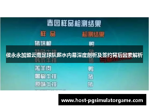 侯永永加盟云南足球队薪水内幕深度剖析及签约背后因素解析