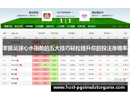 掌握足球心水指数的五大技巧轻松提升你的投注准确率