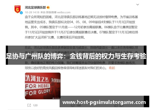足协与广州队的博弈：金钱背后的权力与生存考验